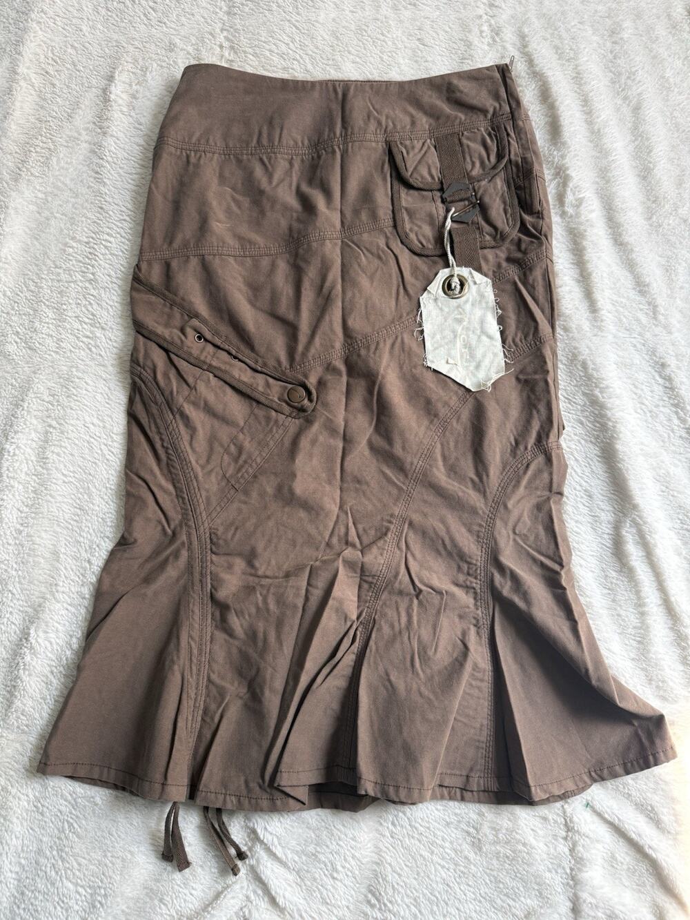 Nori Parachute Y2K Cargo Skirt Brown Utilitarian Size 0 NWT